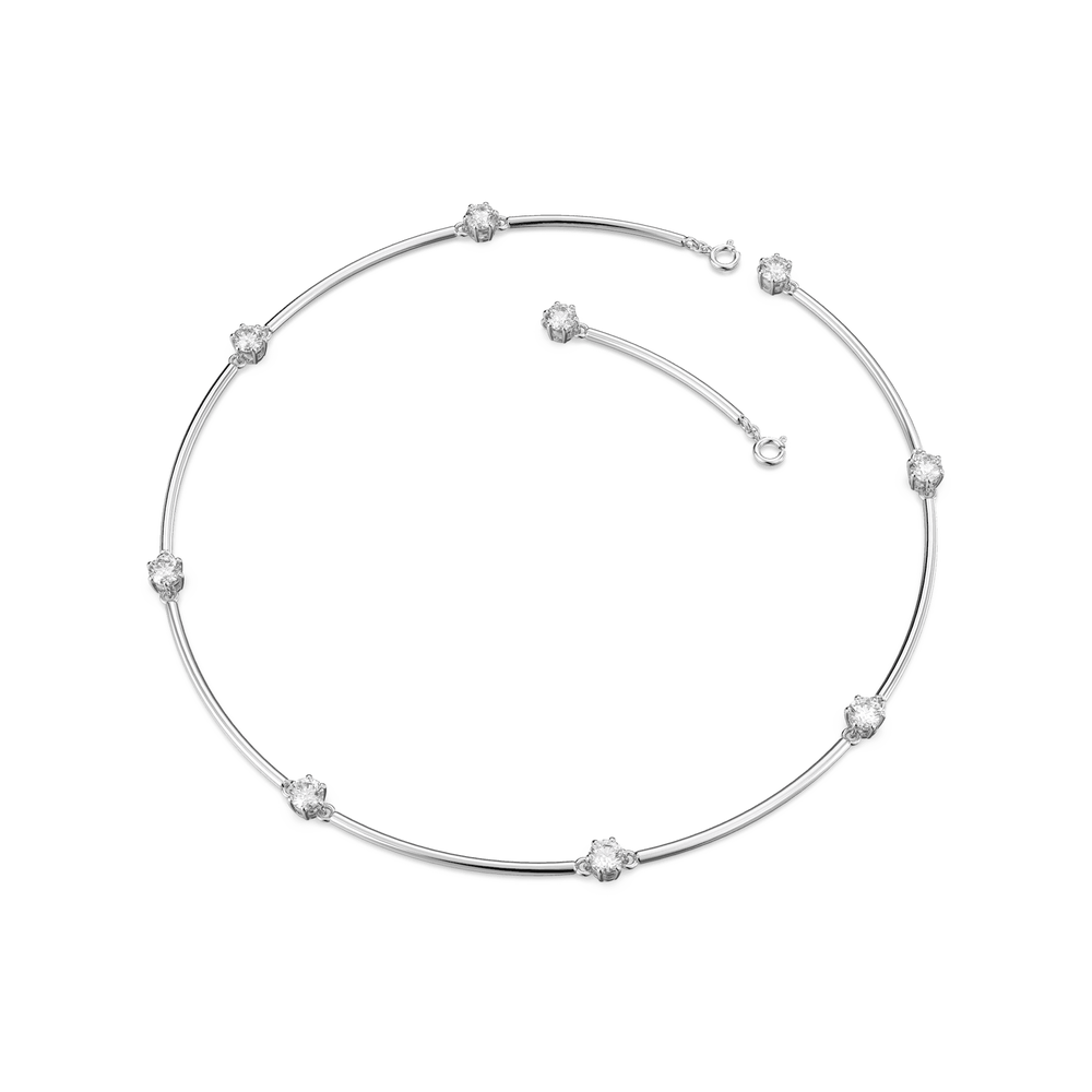 Constella necklace, Round cut, White, Rhodium plated