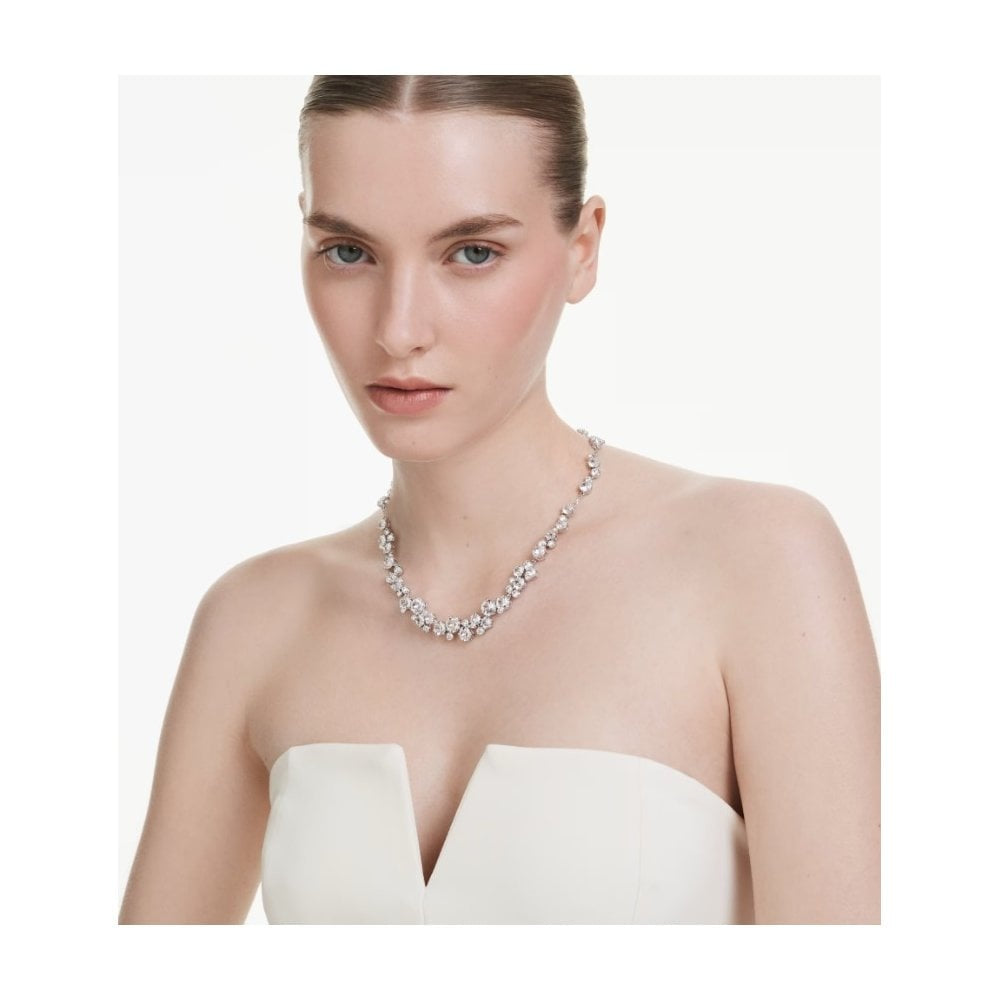 Constella necklace Round cut, White, Rhodium plated