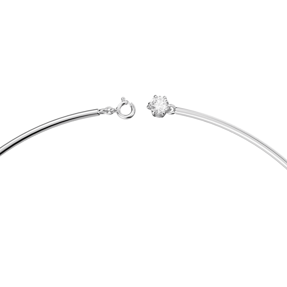 Constella necklace, Round cut, White, Rhodium plated