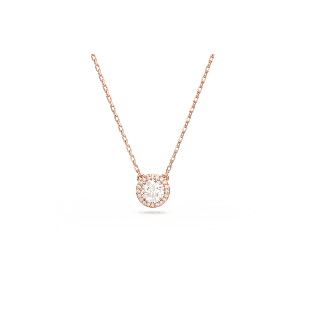 Constella pendant, Round cut, White, Rose gold-tone plated