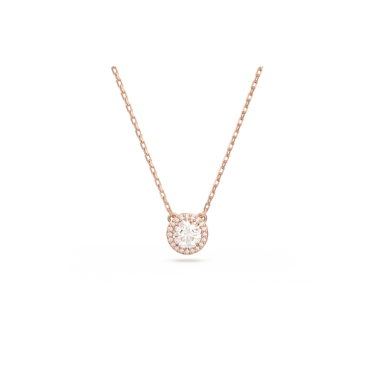 Constella pendant, Round cut, White, Rose gold-tone plated