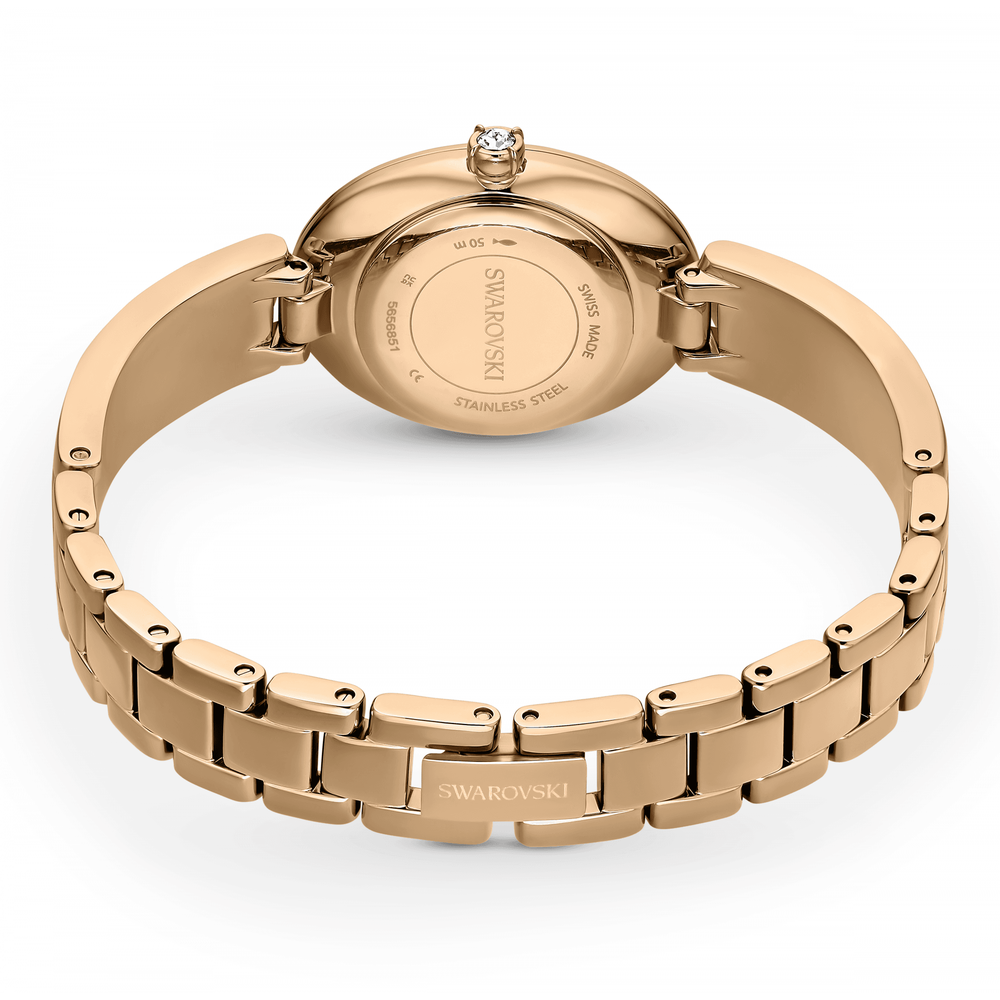 Crystal Rock Oval watch Swiss Made, Metal bracelet, Rose gold tone, Rose gold-tone finish