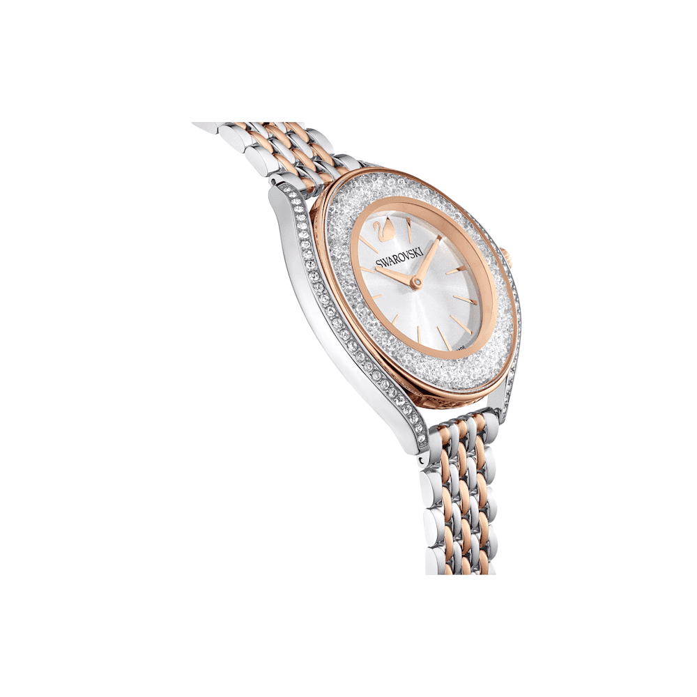 Crystalline Aura watch, Swiss Made, Metal bracelet, Rose gold tone, Mixed metal finish