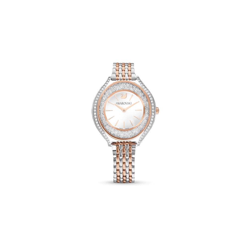 Crystalline Aura watch, Swiss Made, Metal bracelet, Rose gold tone, Mixed metal finish