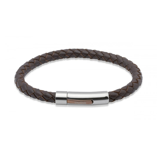 DARK BROWN LEATHER BRAIDED BRACELET