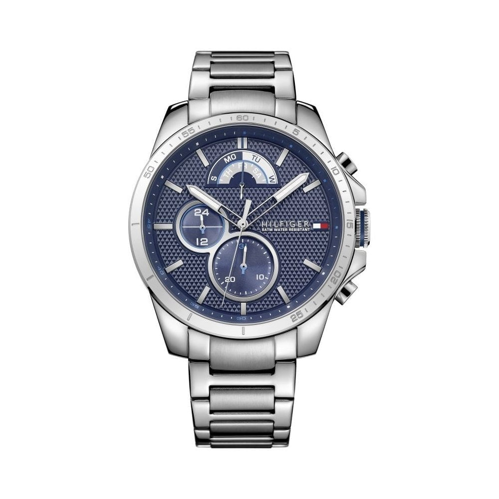 DECKER STAINLESS STEEL GENTS BRACELET WATCH WITH NAVY MULTI-FUNCTIONAL DIAL
