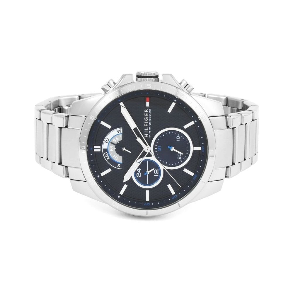 DECKER STAINLESS STEEL GENTS BRACELET WATCH WITH NAVY MULTI-FUNCTIONAL DIAL