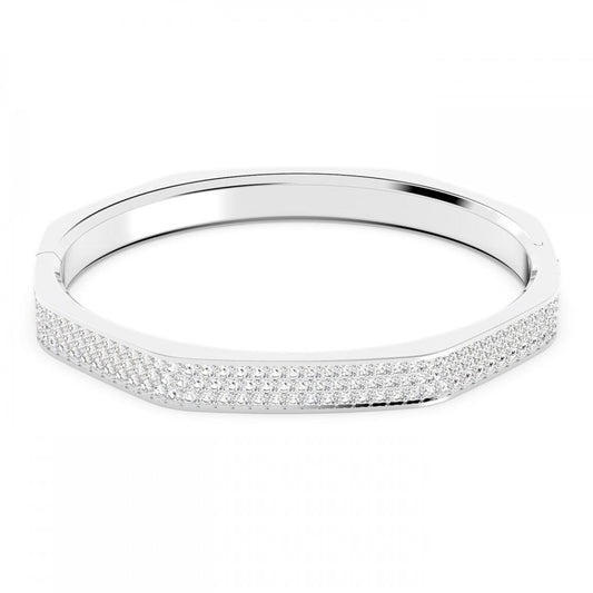 DEXTERA PAVÉ OCTAGON SHAPE BANGLE WITH RHODIUM FINISH
