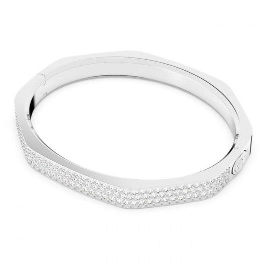 DEXTERA PAVÉ OCTAGON SHAPE BANGLE WITH RHODIUM FINISH