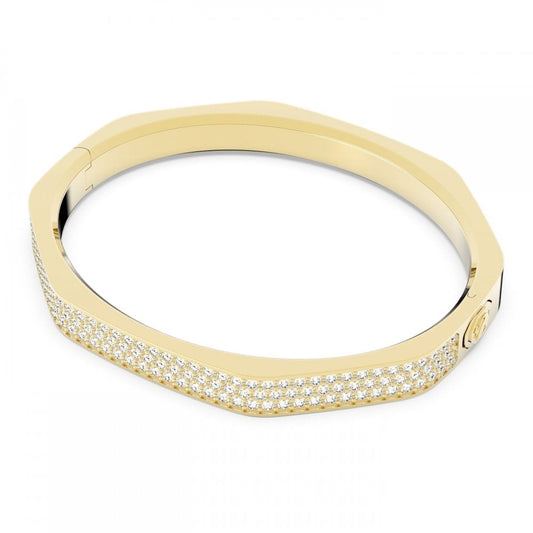 DEXTERA PAVÉ OCTAGON SHAPE GOLD TONE BANGLE 