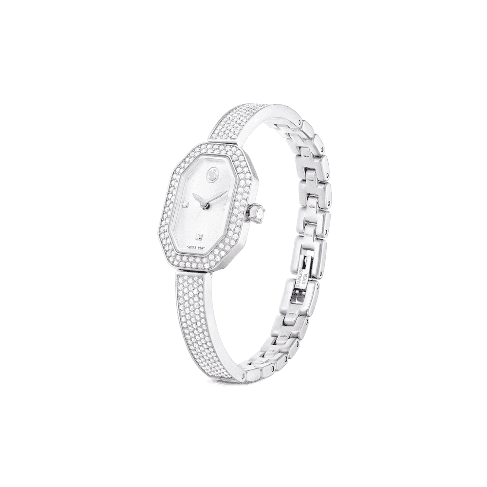 DEXTERA STAINLESS STEEL RHODIUM FINISHED BANGLE WATCH