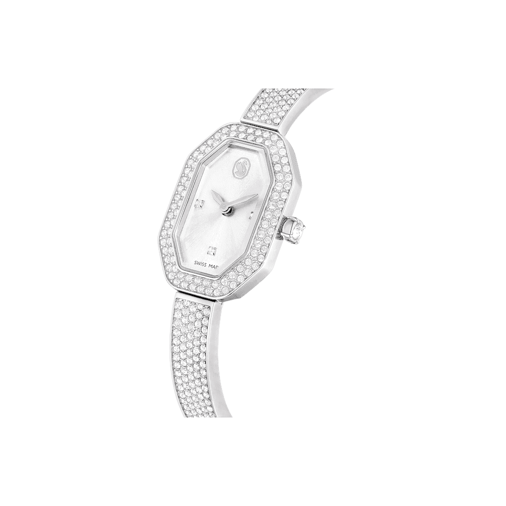 DEXTERA STAINLESS STEEL RHODIUM FINISHED BANGLE WATCH