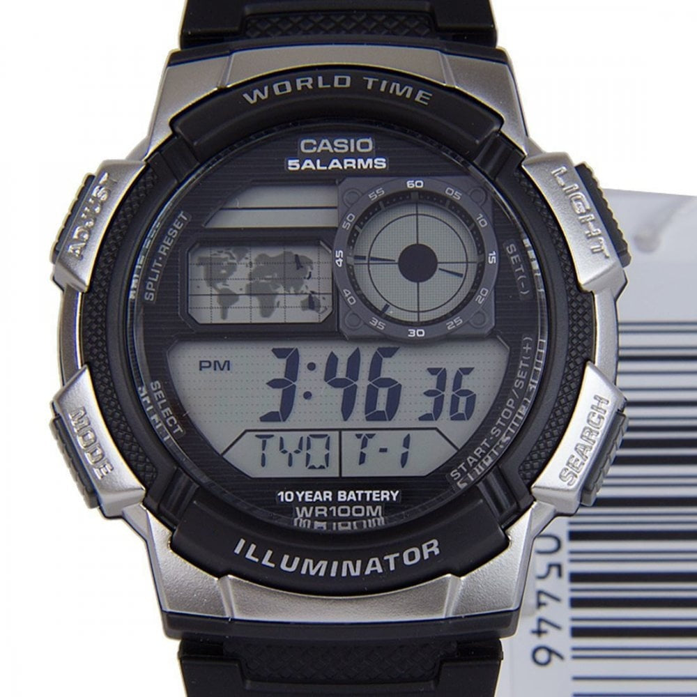 DIGITAL MUTIFUNCTION WATCH WITH BLACK RESIN STRAP
