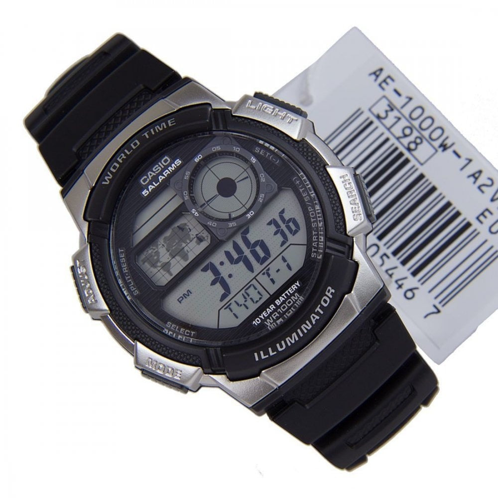 DIGITAL MUTIFUNCTION WATCH WITH BLACK RESIN STRAP