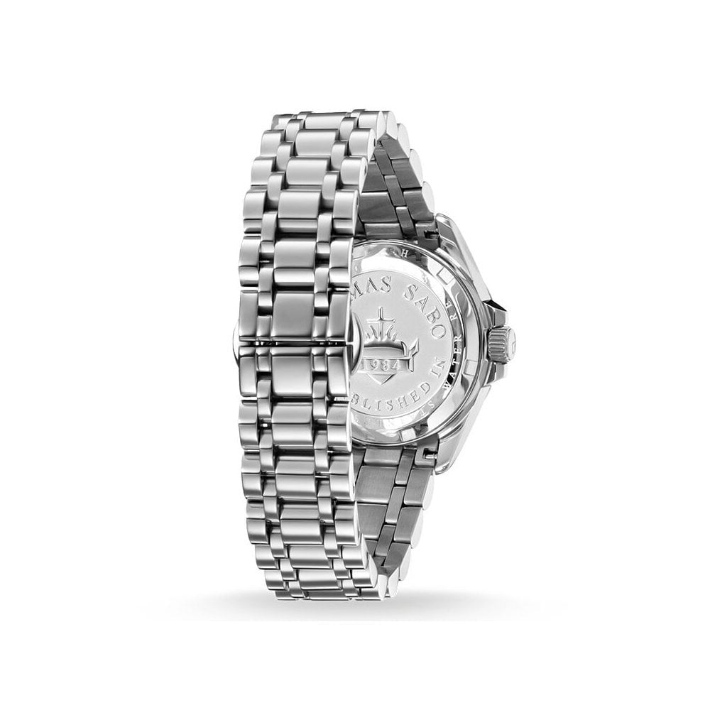 DIVINE LADIES WATCH, STAINLESS STEEL BRACELET, SILVER SUNRAY DIAL WITH CUBIC ZIRCONIA INDICES