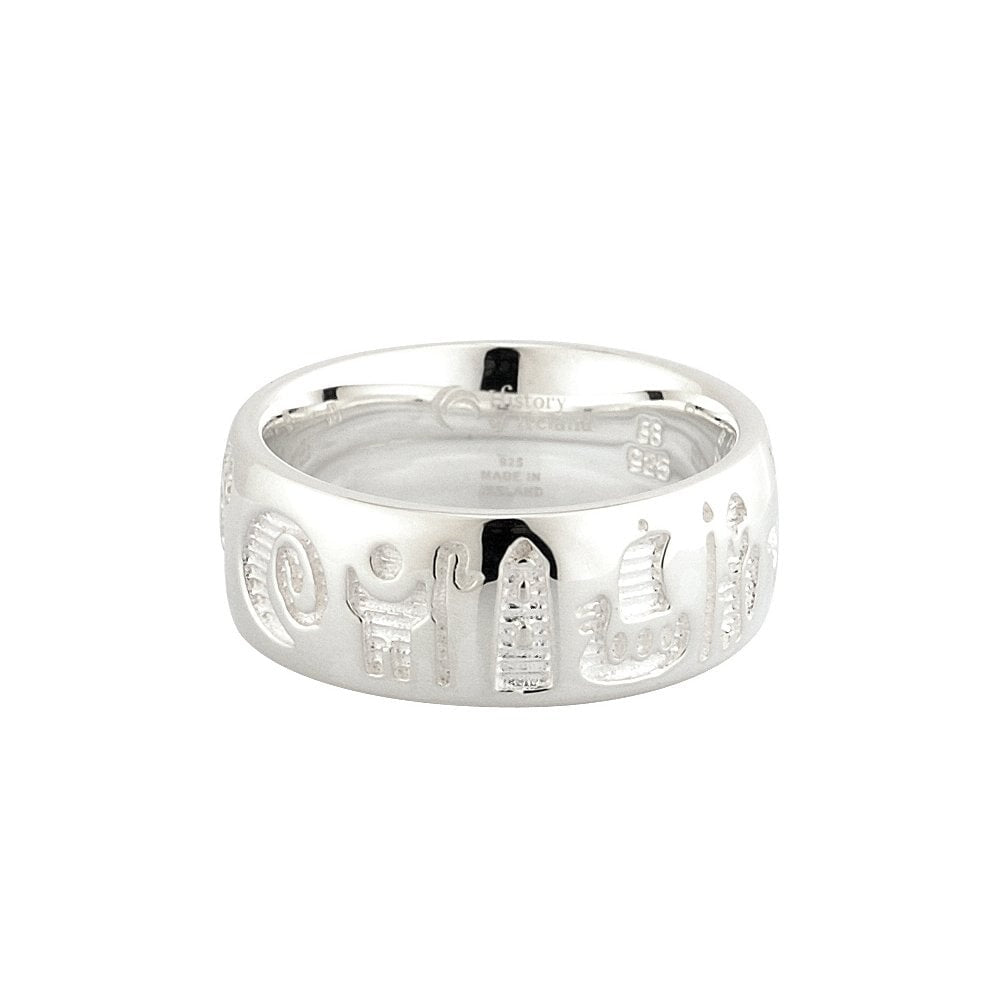 DOME STERLING SILVER HISTORY OF IRELAND RING UNISEX