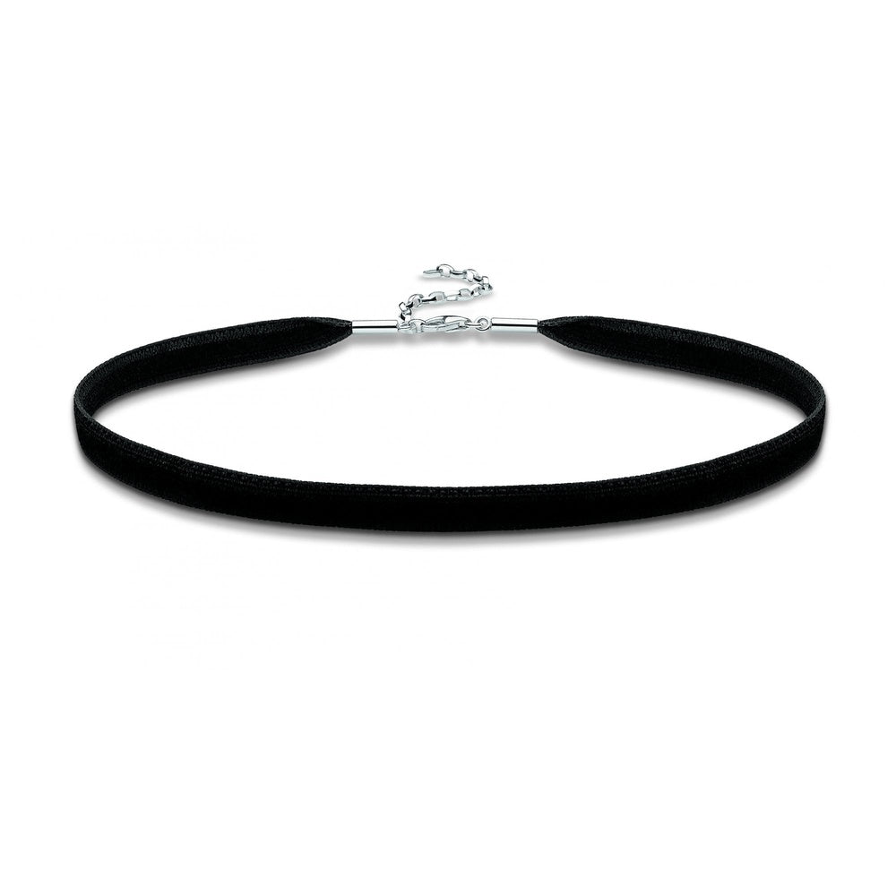 DOUBLE-SIDED BLACK VELVET CHOKER WITH STERLING SILVER CLASP