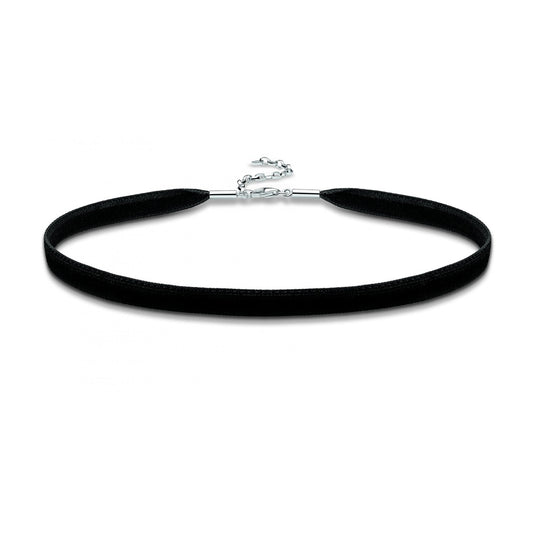 DOUBLE-SIDED BLACK VELVET CHOKER WITH STERLING SILVER CLASP