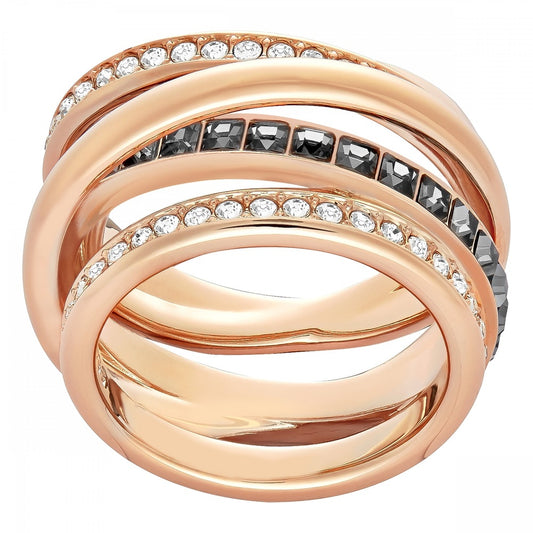 DYNAMIC RING, GREY, ROSE-GOLD TONE PLATED