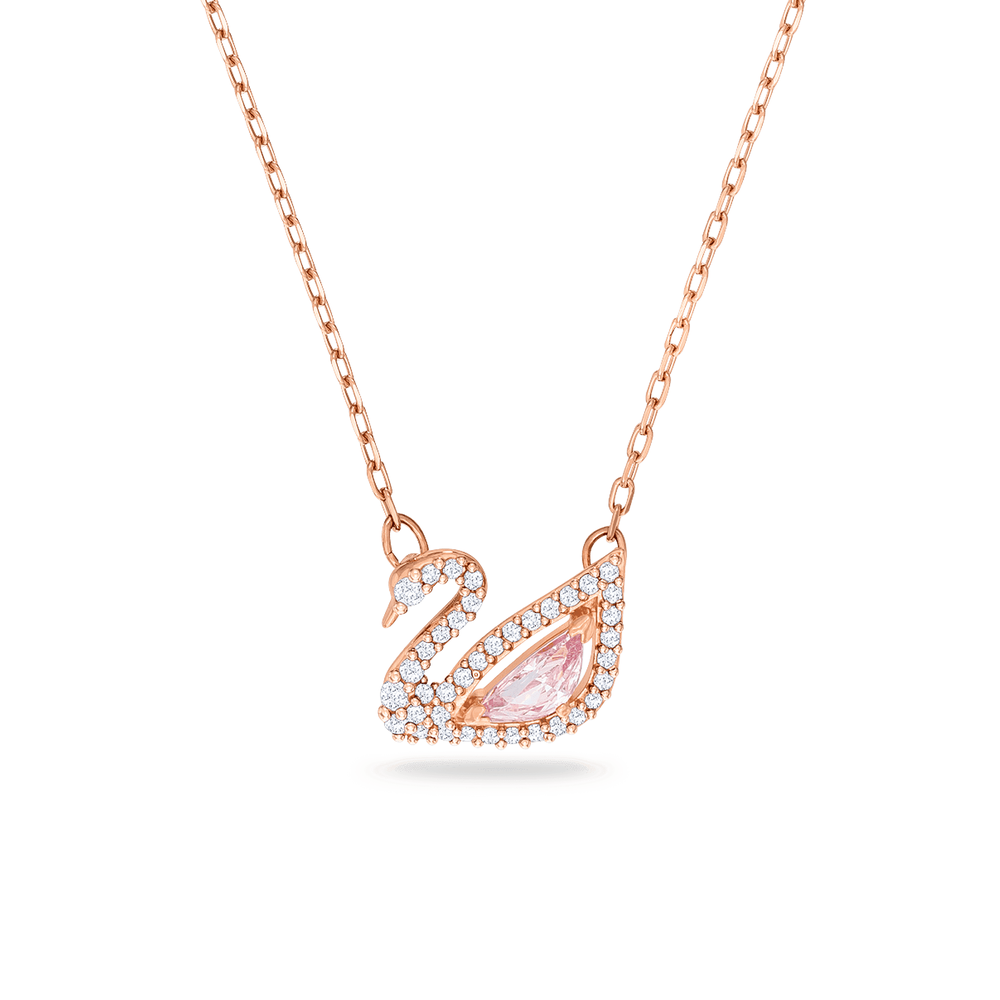 Dazzling Swan necklace, Swan, Pink, Rose gold-tone plated