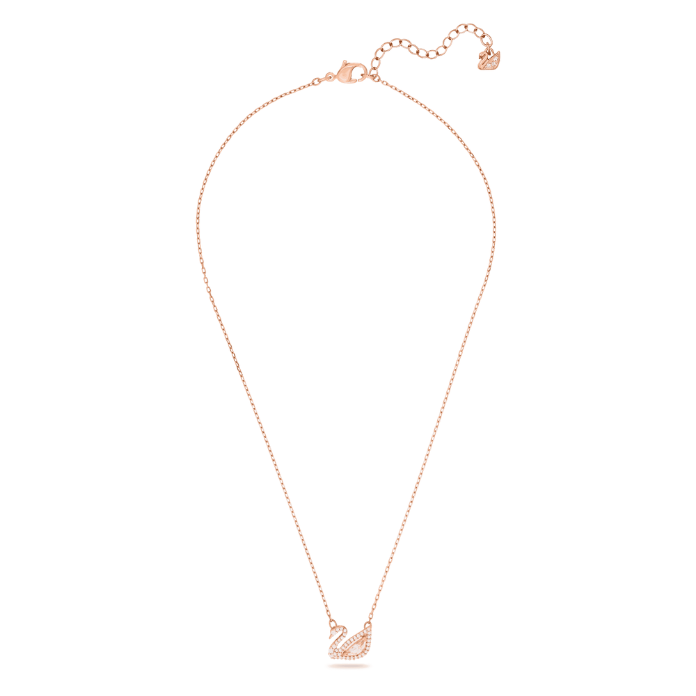 Dazzling Swan necklace, Swan, Pink, Rose gold-tone plated