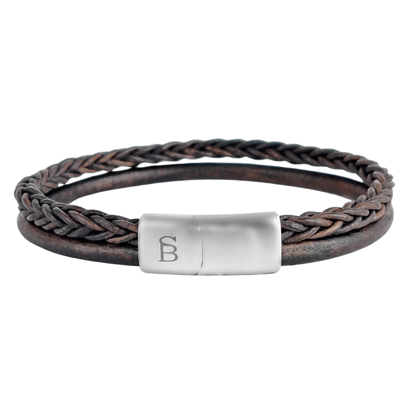 STEEL AND BARNETT DENBY BROWN DOUBLE LEATHER BRACELET