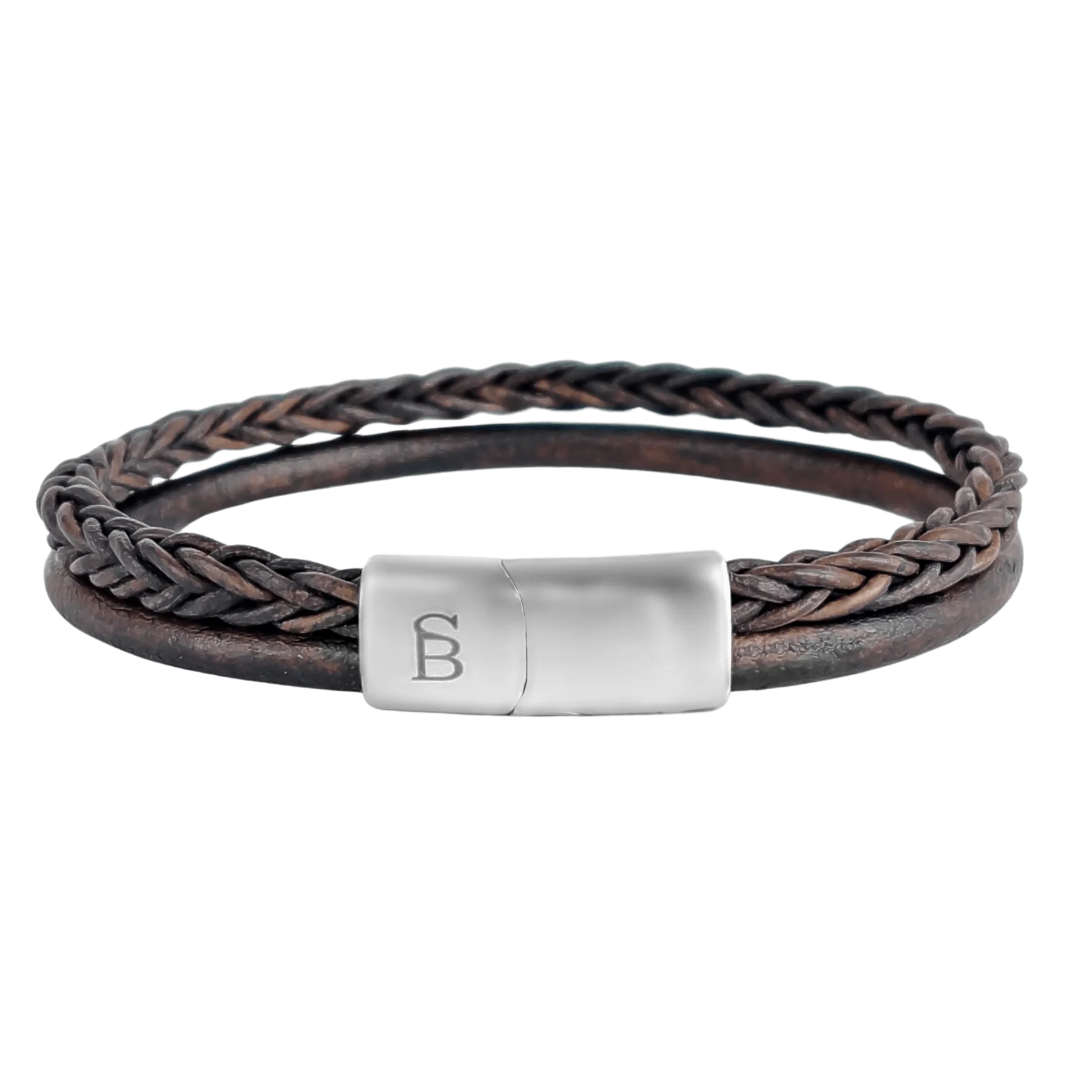 STEEL AND BARNETT DENBY BROWN DOUBLE LEATHER BRACELET