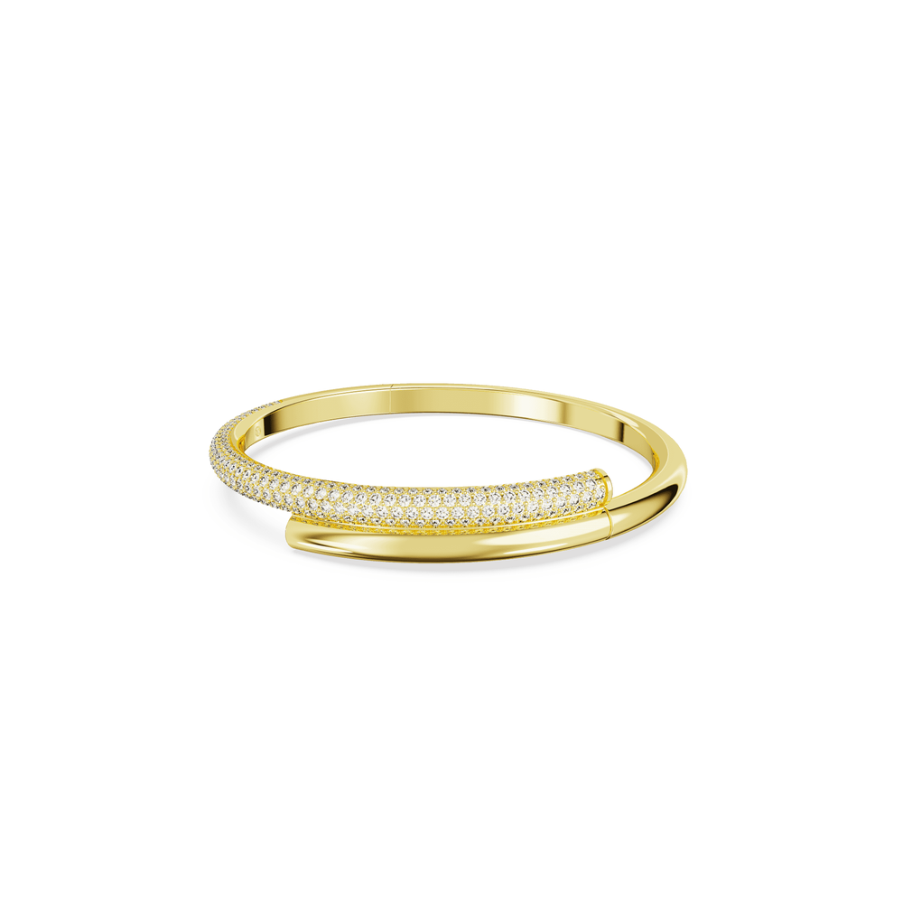 Dextera bangle Magnetic closure, White, Gold-tone plated