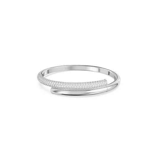 Dextera bangle Magnetic closure, White, Rhodium plated