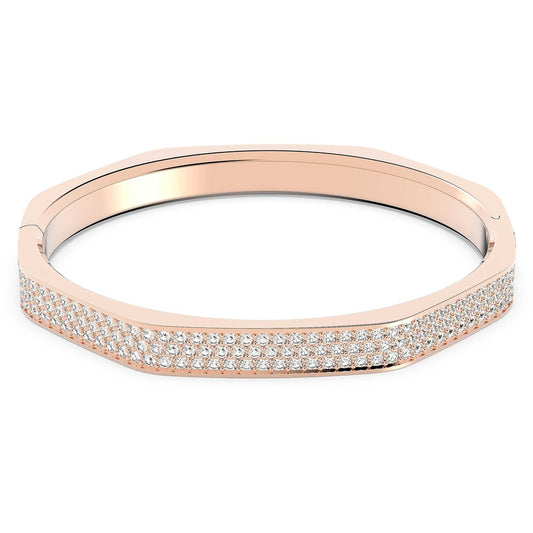 Dextera bangle Octagon shape, Pavé, White, Rose gold-tone plated
