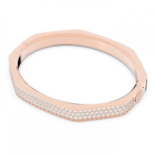 Dextera bangle Octagon shape, Pavé, White, Rose gold-tone plated