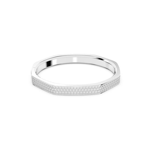 Dextera bangle, Octagon shape, White, Rhodium plated