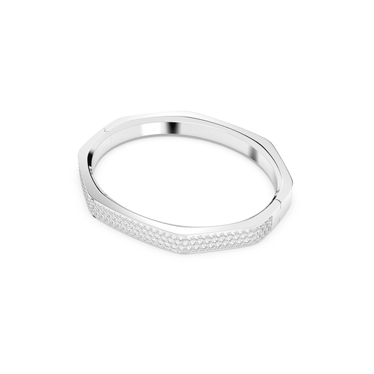 Dextera bangle, Octagon shape, White, Rhodium plated