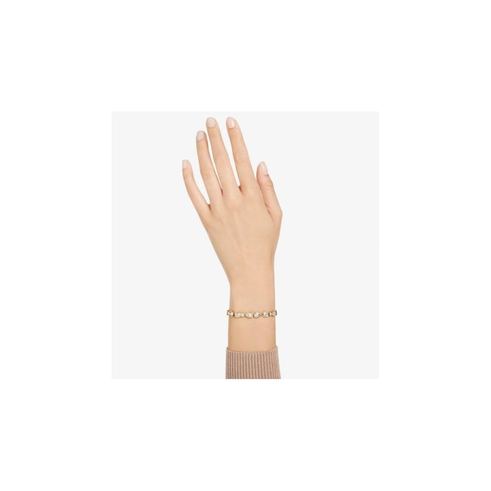 Dextera bracelet Mixed cuts, White, Gold-tone plated