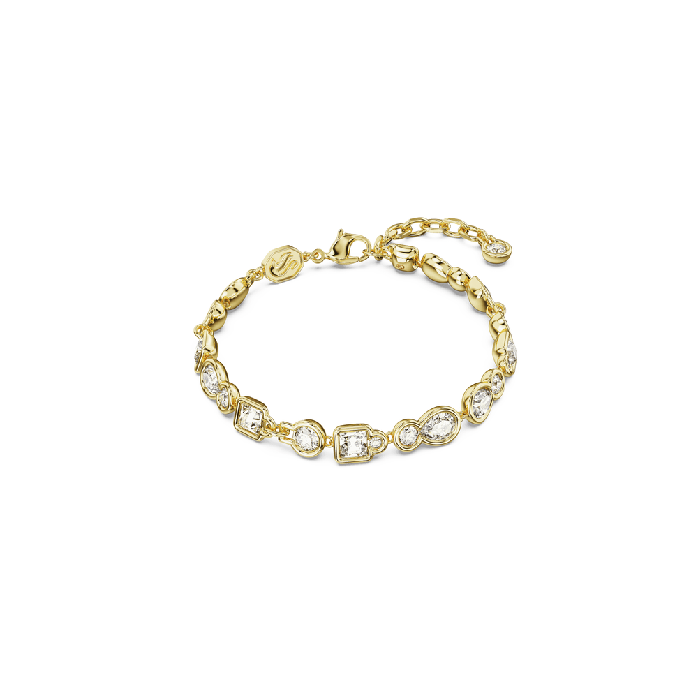 Dextera bracelet Mixed cuts, White, Gold-tone plated