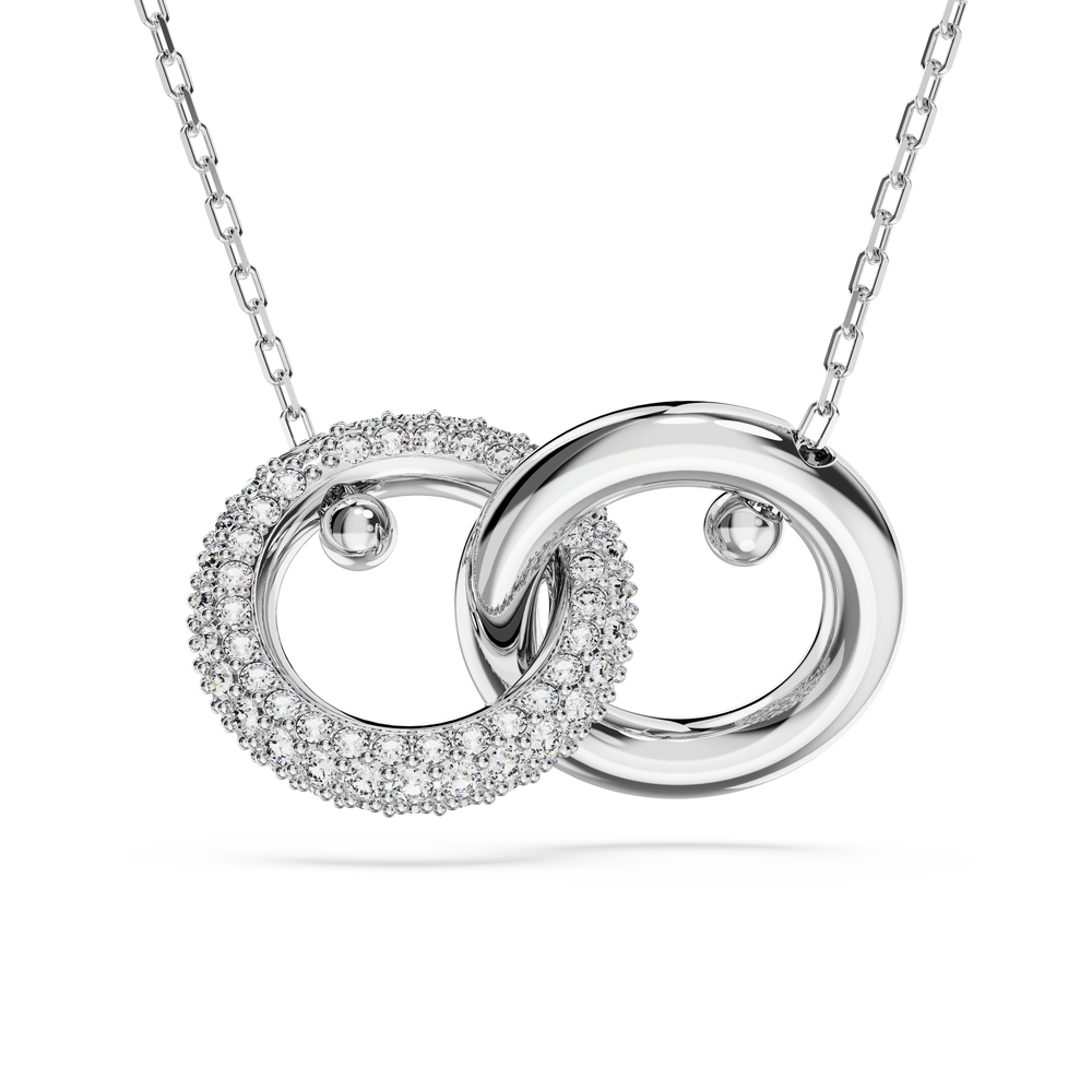 Dextera pendant Interlocking loop, White, Rhodium plated