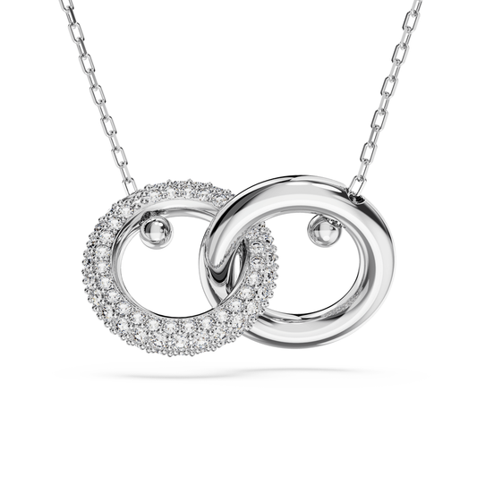 Dextera pendant Interlocking loop, White, Rhodium plated