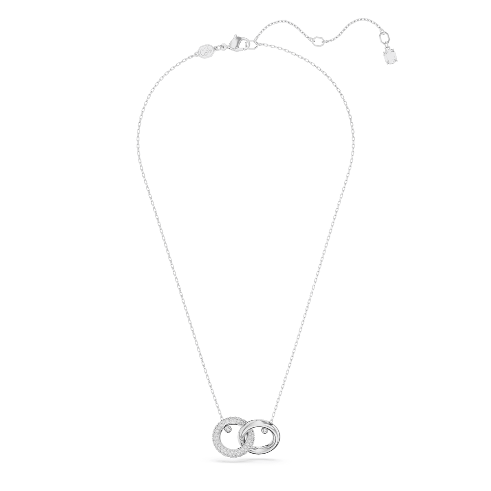 Dextera pendant Interlocking loop, White, Rhodium plated