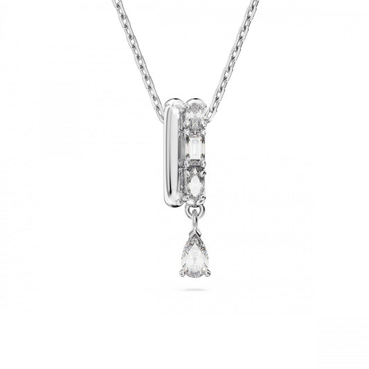 Dextera pendant Mixed cuts, White, Rhodium plated