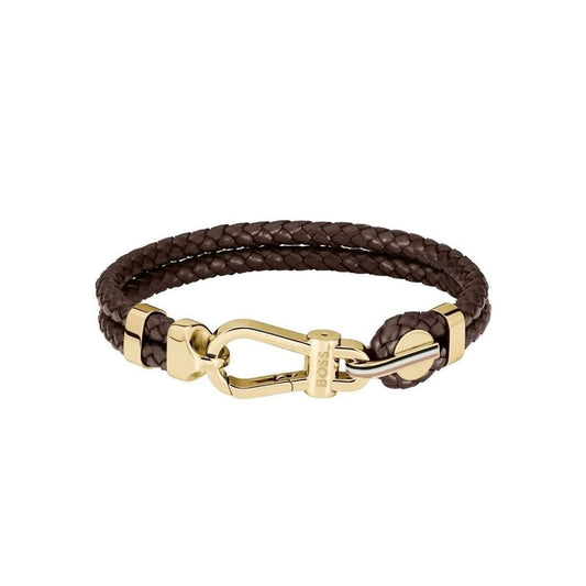 Double Brown Leather Gents Bracelet
