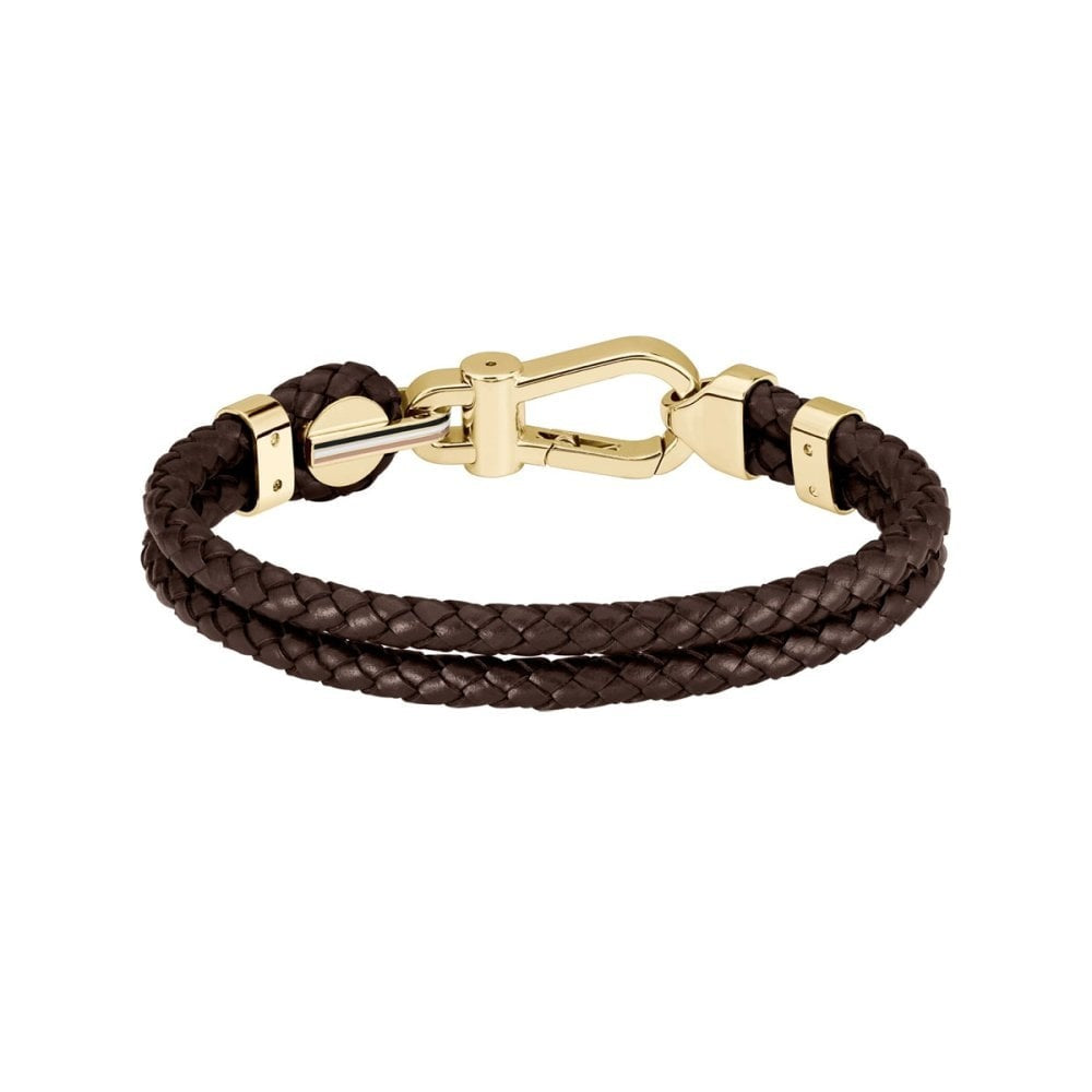 Double Brown Leather Gents Bracelet