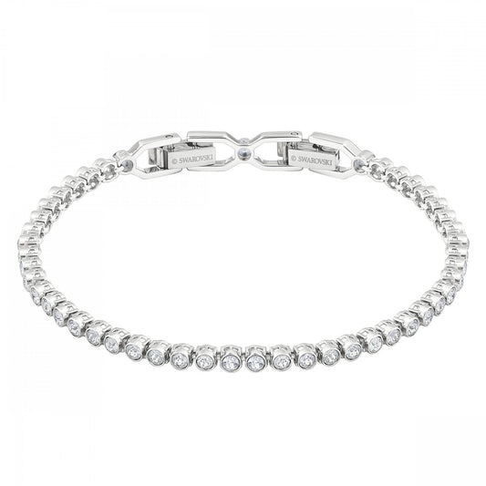 EMILY TENNIS BRACELET, WHITE SWAROVSKI CRYSTALS, RHODIUM PLATED