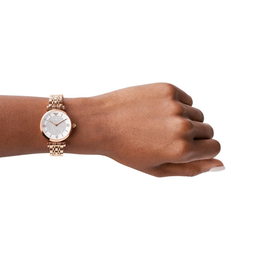 EMPORIO ARMANI GIANNI T-BAR ROSE GOLD 32MM LADIES WATCH