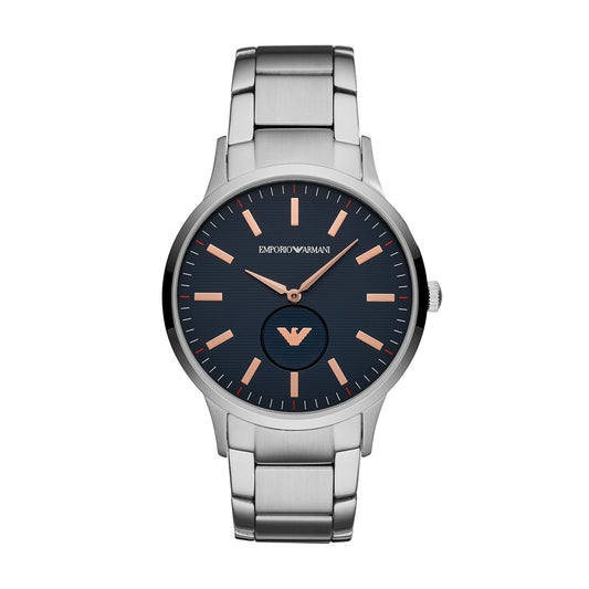 EMPORIO ARMANI MEN####S BLUE DIAL STAINLESS STEEL BAND WATCH