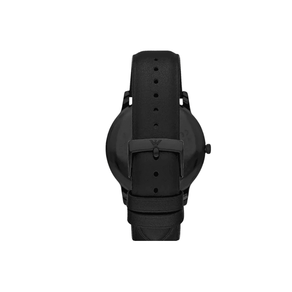 EMPORIO ARMANI MINIMALISTIC GENTS BLACK LEATHER WATCH