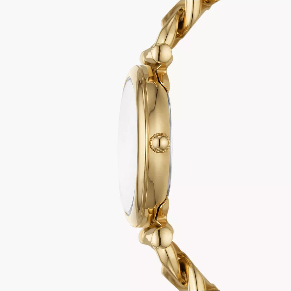 Fossil Carlie Mini Three-Hand Ladies Curb Bracelet Gold Stainless Steel Watch