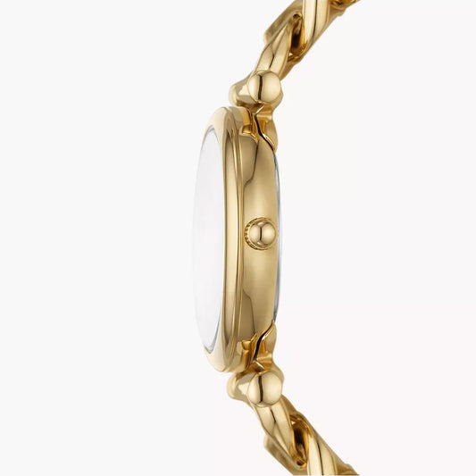 Fossil Carlie Mini Three-Hand Ladies Curb Bracelet Gold Stainless Steel Watch