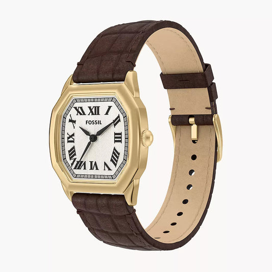FOSSIL HARLOW LADIES BROWN CROCO LEATHER WATCH