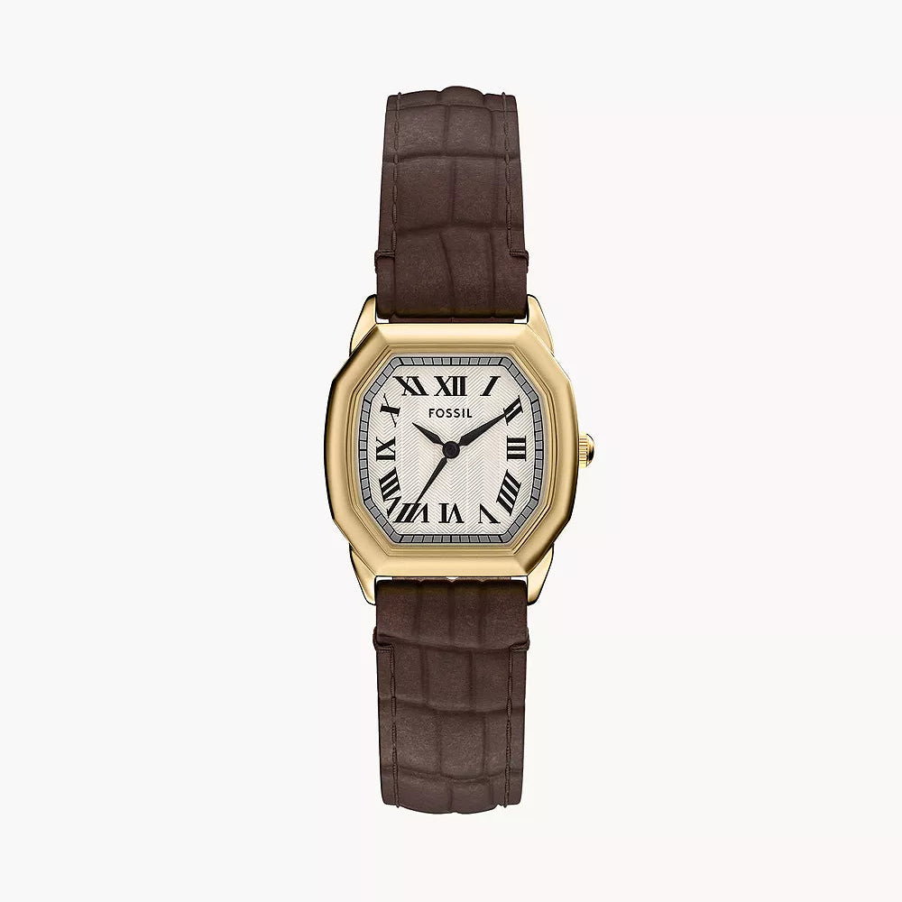 FOSSIL HARLOW LADIES BROWN CROCO LEATHER WATCH
