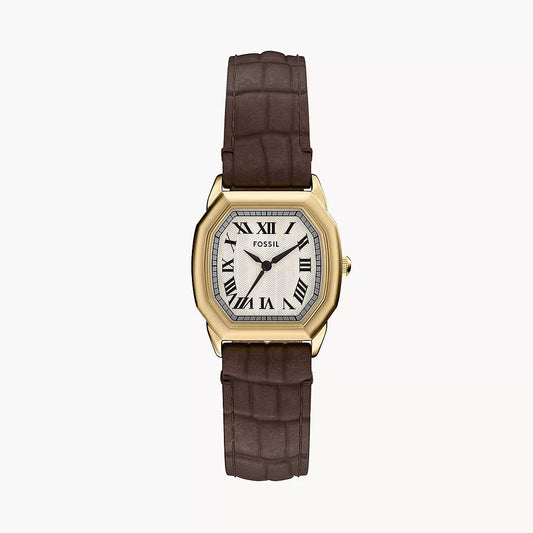 FOSSIL HARLOW LADIES BROWN CROCO LEATHER WATCH
